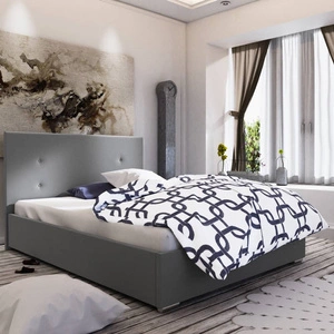 Reus 140x200 grau gepolstertes Bett mit Kopfteil im modernen Stil ideal für Schlafzimmer